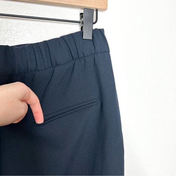 ZARA Womens High Waist Pull On Belted Crop Trouser Pants Navy Blue Medium M - Picture 10 of 10